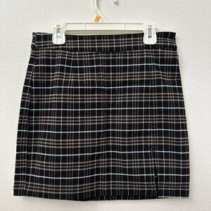Garage Black and Brown Plaid Mini Skirt